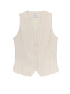 MVP WARDROBE COTTON AND LINEN VEST WITH STRIPED MOTIF