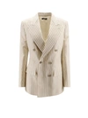 Tom Ford Striped Double-breasted Wool-blend Blazer