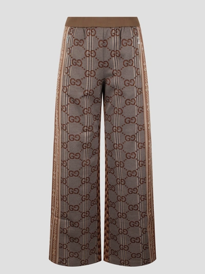 Gucci Monogrammed Pants In Brown