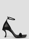 Balenciaga Squared Toe Huorg Leather Sandals 11cm