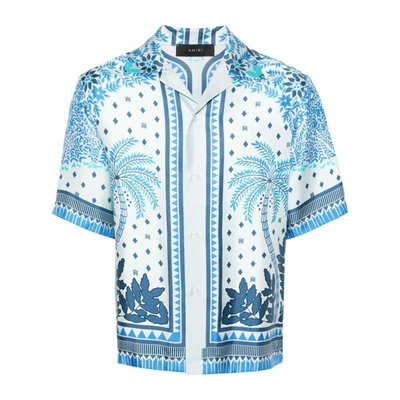 Amiri Palm Tree 棉衬衫 In Blue