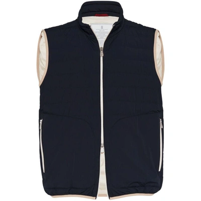 Brunello Cucinelli Sleeveless Padded Gilet In Blue