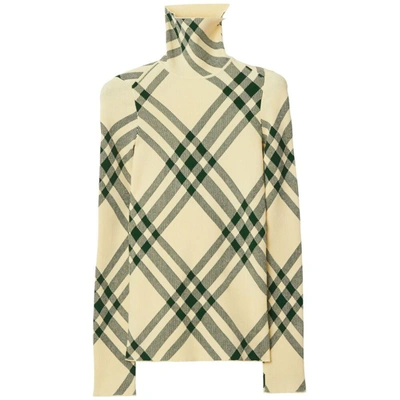 Burberry Check Rollneck Sweater In Green