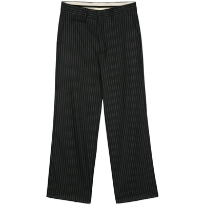 Canaku Pinstripe Straight-leg Trousers In Black/white