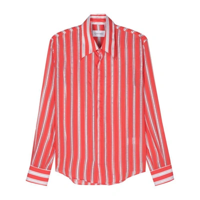 Canaku Striped Panelled Shirt In Red