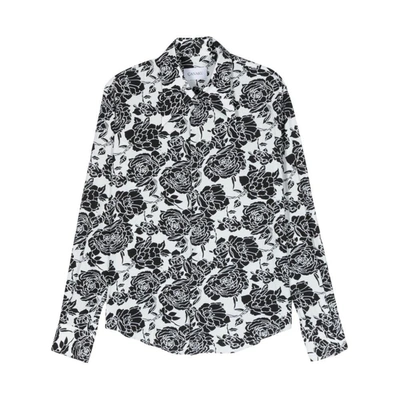 Canaku Floral-print Shirt In Black/white