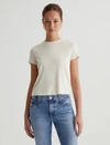 Ag Sadie Crew Cropped Tee In White