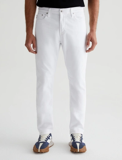 Ag Everett Straight Fit Twill Trousers In White