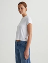 Ag Sadie Crew Cropped Tee In White