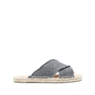 Castaã±er Castaner Palmera Canvas Flat Sandals In Gray