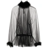 Dolce & Gabbana Ruffled Detailing Semi-sheer Blouse In Black