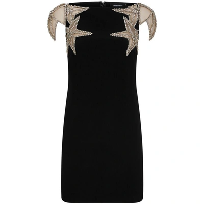 Dsquared2 Embellish Cady Mini Dress In Black