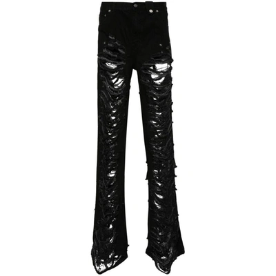 Egonlab Ripped Flared Jeans In Black