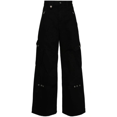 Egonlab Black Cargo Pocket Jeans In Black Stonewashed