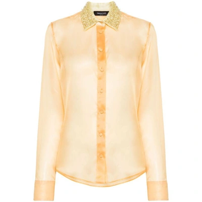 Fabiana Filippi Bead-detailed Silk Shirt In Orange