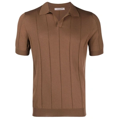 Fileria Ribbed-knit Cotton Polo Shirt In Brown