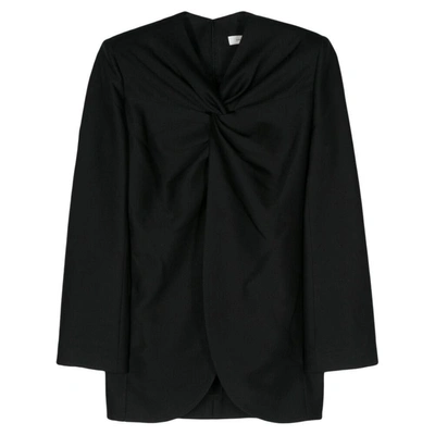 Gia Studios Knot-detail Twill Blouse In Black