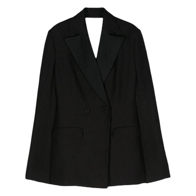 Gia Studios Scoop-back Twill Blazer In Black