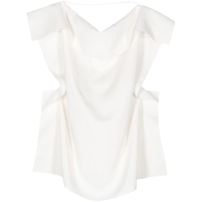 Gia Studios Faille Draped Sleeveless Top In White