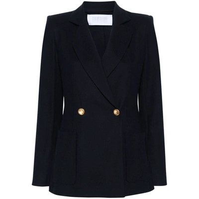 Harris Wharf London Honeycomb Double-breasted Blazer In Blue
