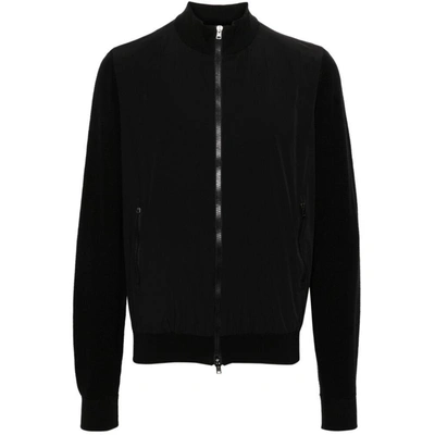 Herno Knitted-panel Cardigan In Black
