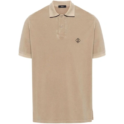 Herno Embroidered-logo Polo Shirt In Neutrals