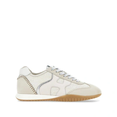 Hogan Olympia-z Nubuck Leather Sneakers In Off White