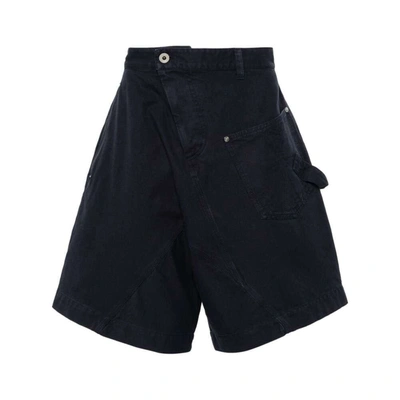 Jw Anderson Twisted Cotton Bermuda Shorts In Blue