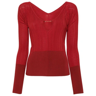 Jacquemus Pralu Ribbed Top In Red