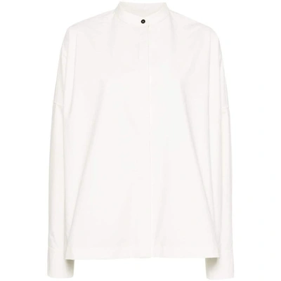 Jil Sander Band-collar Cotton Shirt In Neutrals