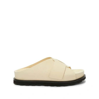 Jil Sander Beige Cross Band Sandals In Neutral