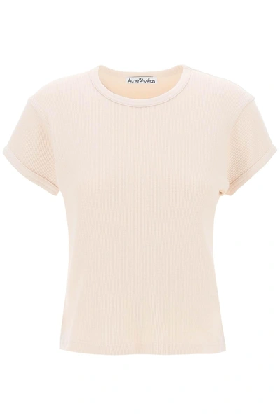 Acne Studios Cotton Jersey Short Sleeve T-shirt In Light Beige
