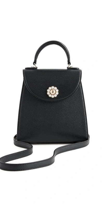 Simone Rocha Valentine Mini Leather Tote Bag In Black/pearl