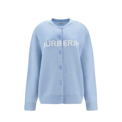 Burberry Cotton And Wool Cardigan In Blue