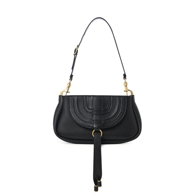 Chloé Marcie Leather Shoulder Bag In Black
