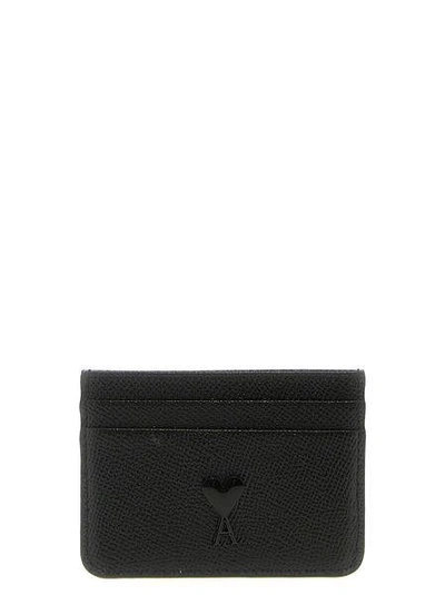 Ami Alexandre Mattiussi Logo-plaque Leather Cardholder In Black