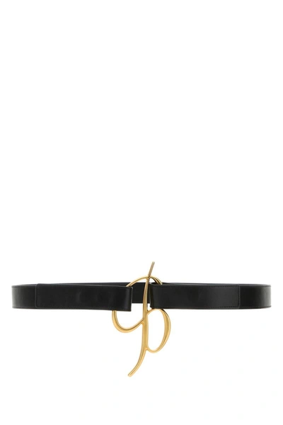 Blumarine Logo Patent Leather Belt In Black