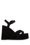 Christian Louboutin Supramariza 130 Velvet Wedge Sandals In Blacklinblack