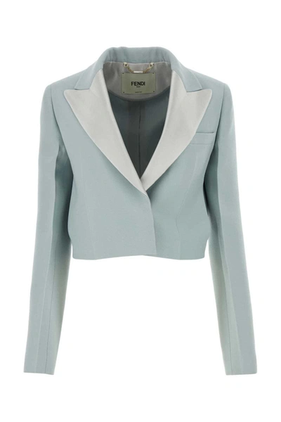 Fendi Powder Blue Wool Blend Blazer