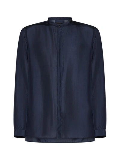 Giorgio Armani Shirt In Maritime Blue