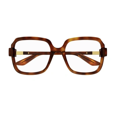 Gucci Gg1433o Linea Lettering Eyeglasses In Brown