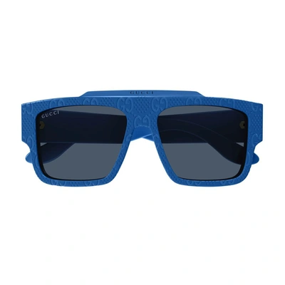 Gucci Gg1460s Linea Lettering Sunglasses In Blue