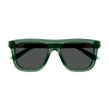Gucci Men's Web Ingot Gg1502s 54mm Square Sunglasses In Translucent Green Grey