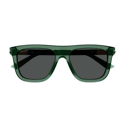 Gucci Men's Web Ingot Gg1502s 54mm Square Sunglasses In Translucent Green Grey