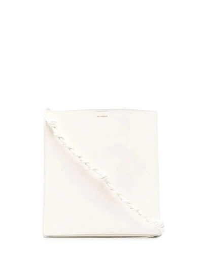 Jil Sander Tangle Leather Tote Bag In White