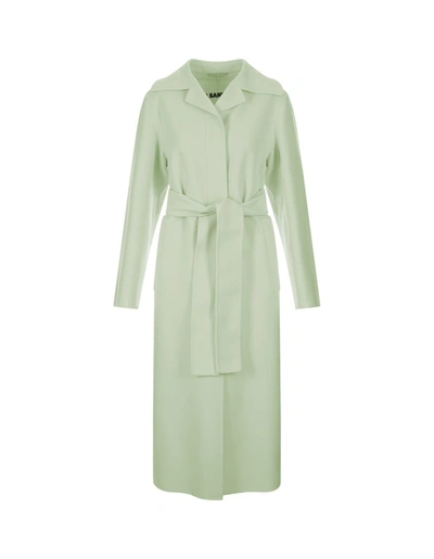 Jil Sander Green Wool Robe Coat