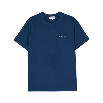 Maison Labiche Popincourt Slogan-embroidered T-shirt In Blue