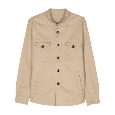 Mazzarelli Long-sleeve Cargo Shirt In Beige