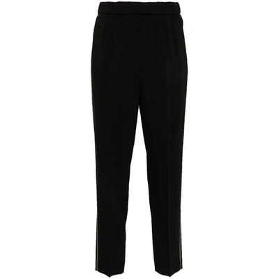 Peserico Bead-detailed Tapered Trousers In Black