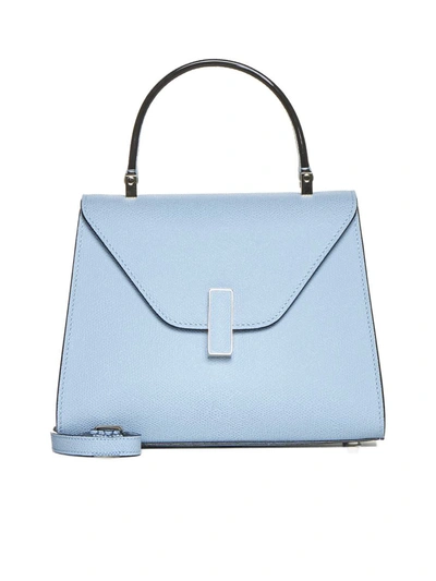 Valextra Iside Mini Grained-leather Bag In Ceruleo